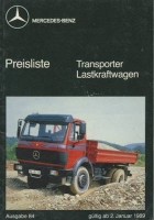 Mercedes-Benz Transporter / Lkw Preisliste 2.1989