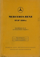 Mercedes-Benz 220 a Nachtrag Nr. 3 zur Ersatzteilliste 1955