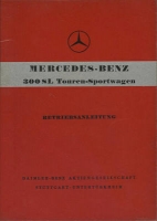 Mercedes-Benz 300 SL Roadster owner`s manual 1960