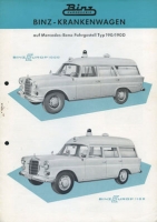 Mercedes-Benz / Binz 190 / 190 D Krankenwagen Prospekt 1962/63