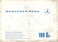 Mercedes-Benz 190 Dc Supplement to owner`s manual 8.1963