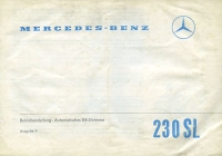 Mercedes-Benz 230 SL owner`s manual automatic gear 1964