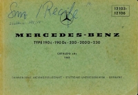 Mercedes-Benz 190 c Dc 200 D 230 Partlist 1965