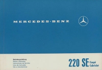 Mercedes-Benz 220 SE Coupé Cabriolet Bedienungsanleitung 1.1965 rom.