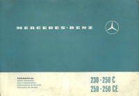 Mercedes-Benz 230 250 250C 250CE Bedienungsanleitung ca. 1969