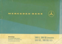 Mercedes-Benz W108 air conditioning system owner`s manual 7.1970