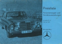 Mercedes-Benz Pricelist 2.1971