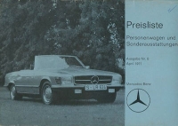 Mercedes-Benz Pricelist 4.1971