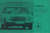 Mercedes-Benz Preisliste 8.1973