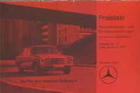 Mercedes-Benz pricelist 6.1974