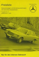 Mercedes-Benz pricelist 4.1978