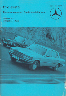Mercedes-Benz Preisliste 4.1978