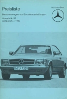 Mercedes-Benz pricelist 7.1982