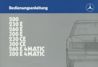 Mercedes-Benz 200-300E 230-300CE owner`s manual 3.1987