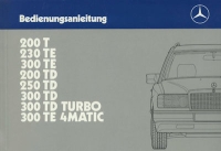 Mercedes-Benz 200T-300TE 4Matic owner`s manual 11.1986