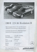 Mercedes-Benz 190 E 2.5-16 Evolution II Prospekt ca. 1990