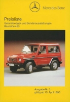 Mercedes-Benz G pricelist 4.1990