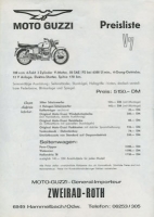 Moto Guzzi V 7 Preisliste ca. 1967
