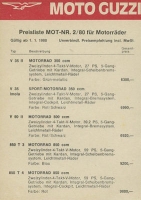 Moto Guzzi pricelist 2.1980