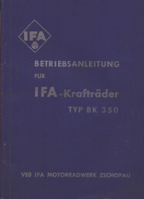 IFA BK 350 Bedienungsanleitung 1953