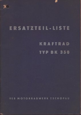 IFA BK 350 Ersatzteilliste 1954