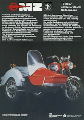 MZ TS 250/1 mit Seitenwagen Prospekt 1978