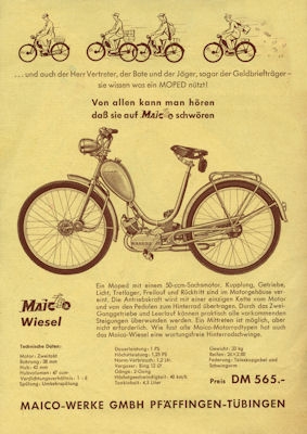 Preview: Maico Wiesel Prospekt 1950er Jahre Preview: Maico Wiesel Prospekt 1950er Jahre