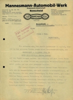 Mannesmann-Automobil-Werk letter 1927