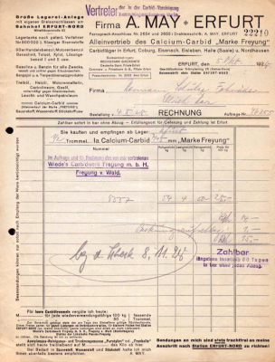A. May Erfurt Rechnung 1928 / 1930