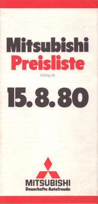 Mitsubishi Preisliste 8.1980