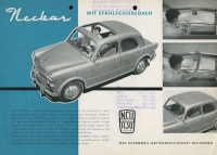 NSU-Fiat Neckar mit Schiebedach Prospekt ca. 1959
