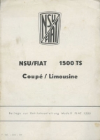 NSU-Fiat 1500 TS Coupé / Limousine Bedienungsanleitung 2.1964