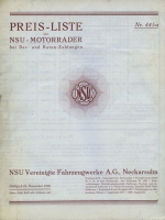 NSU Preisliste 11.1926 Nr. 445a
