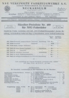 NSU Fahrrad Preisliste Nr. 469
