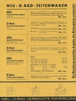 Preview: NSU Seitenwagen Modelle Preisliste 10.1932 Preview: NSU Seitenwagen Modelle Preisliste 10.1932