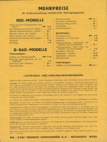 Preview: NSU Seitenwagen Modelle Preisliste 10.1932 Preview: NSU Seitenwagen Modelle Preisliste 10.1932