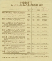Preview: Unsere Preise NSU-D Serie A 11.2.1933 Preview: Unsere Preise NSU-D Serie A 11.2.1933