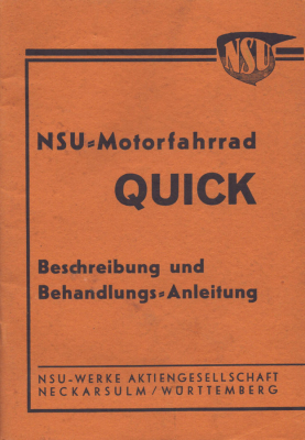 NSU Quick Bedienungsanleitung 8.1938
