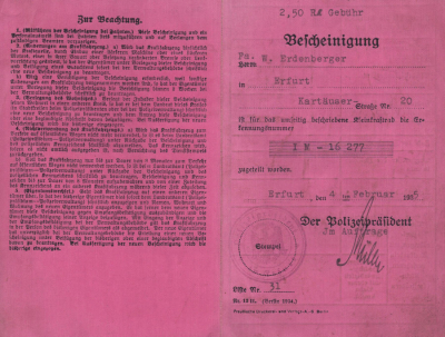 NSU 194 ccm Original Fahrzeugschein 1935