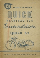 NSU Quick Nachtrag zur Ersatzteilliste 6.1952