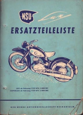 NSU Lux Superlux Ersatzteilliste 3.1955