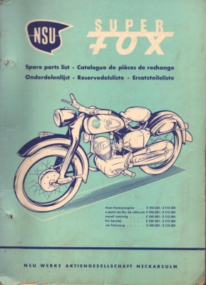 NSU Superfox Ersatzteilliste 6.1956