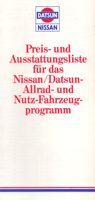 Nissan / Datsun Lkw Preisliste 3.1983