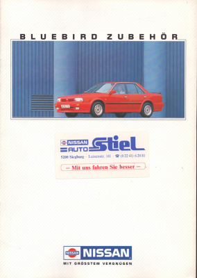 Nissan Bluebird Zubehör Prospekt 9.1988