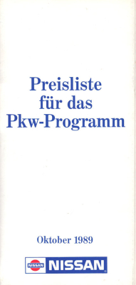 Nissan Preisliste 9.1989
