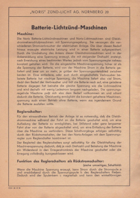 Noris Batterie-Lichtzünd-Maschinen 11.1953
