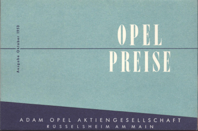 Opel Preisliste 10.1953