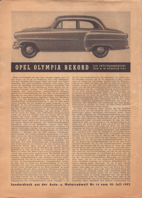 Opel Olympia Rekord Test 7.1953