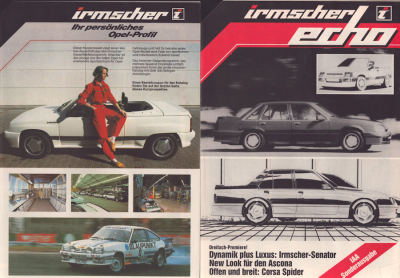 Opel Irmscher 2 Prospekte ca. 1985