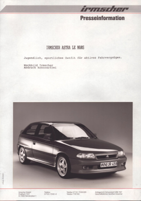 Opel Astra / Irmscher Le Mans Presseinformation ca. 1992